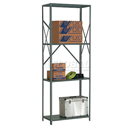 Global Industrial 4 Shelf, Open Steel Shelving, 36"W x 24"D x 97"H, Starter, 18 GA, Gray 562216A