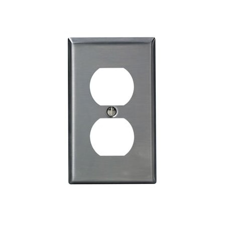 Leviton Receptacle Wallplate, Standard Size, Gang 1, Brushed Stainless Steel 84003
