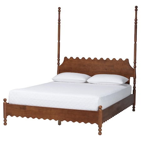 Baxton Studio Hoffman Platform Bed - Bed Frame with Scalloped Design and Turned Posts, Walnut Brown, King 272-14824-ZORO