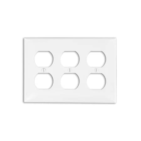 Leviton Receptacle Wallplate, Standard Size, Gang 3, White 80730-W