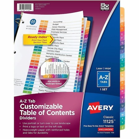 Avery Dividers, Index, Ready, A-Z 26PK AVE11125
