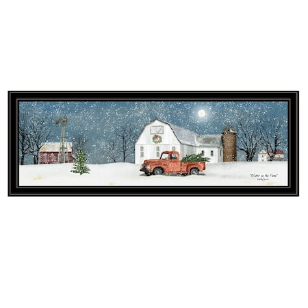 Winter on The Farm 4 Black Framed Print Wall Art