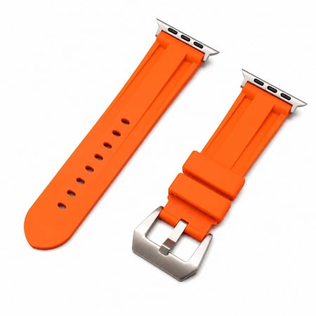 Elegani Rubber Watch Replacement Band Compatible with Apple Watch 44mm, Orange RST-ORG-44mm