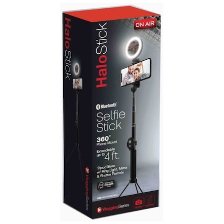 Tzumi 4ft Selfie Stick w/Ring Light & Phone Mount Halo Stick 7328