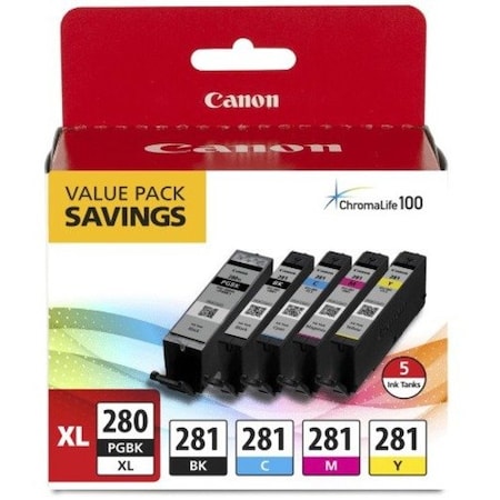 Canon PGI-280XL/CLI-281 High Yield Black/C/M/Y Ink Tanks 5-Pack 2021C007
