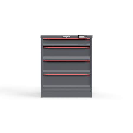 Strong Hold 4 drawer cabinet - (1x 4ft, 2x 7ft, 1x 8ft) - Red accents - E-Lock w/ Tracking S3036-PPTAS-0402DS