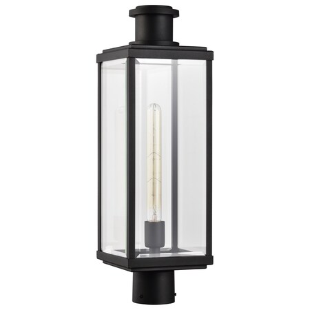 Nuvo Luca, Outdoor Post Lantern, Sand Black Finish, Clear Beveled Glass 60/8513