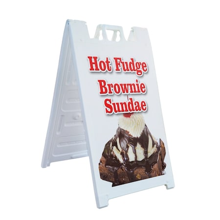 Signmission Hot Fudge Brownie Sundae, A-Frame & 2 Decals Installed, Heavy-Duty Plastic Frame SBHD-D-2436-Hot Fudge Brownie Sundae