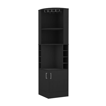 Homeroots 18in Black Wood Corner Bar Cabinet With Two Doors 479252