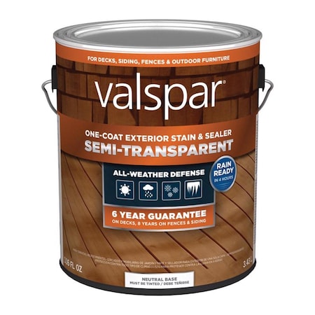 Valspar One-Coat Semi-Transparent Tintable Neutral Base Stain and Sealer 1 gal VL1028086-16