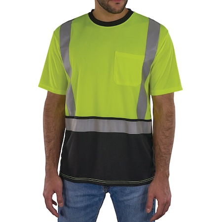 Ergodyne 3XL Lime Class 2 Essential Hi-Vis T-Shirt Black Bottom 8286BK