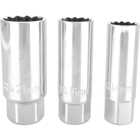 Performance Tool 3 pc. Spark Plug Socket Set, 3/8 in. Dr., 14mm, 16mm, 21mm W38174