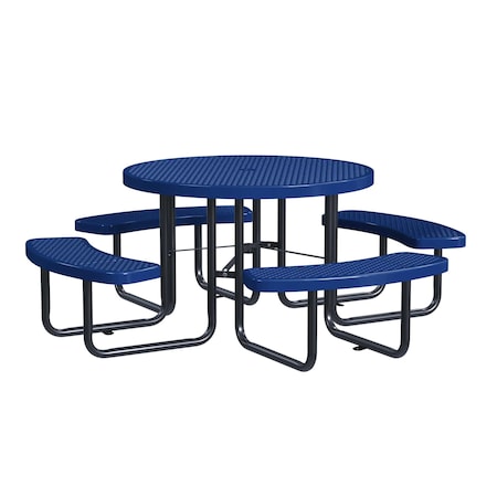 Leisure Craft Round Picnic Table, Navy, In Ground Mount, 46 in T46ROIG-NAVY