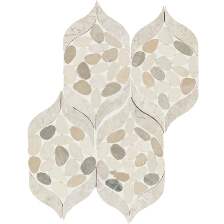 Daltile Pebble Oasis Natural Stone Petal Pebble Mosaic 15in x 11in in Tumbled Seashell, 11PK PB28PETLPBLMSTM