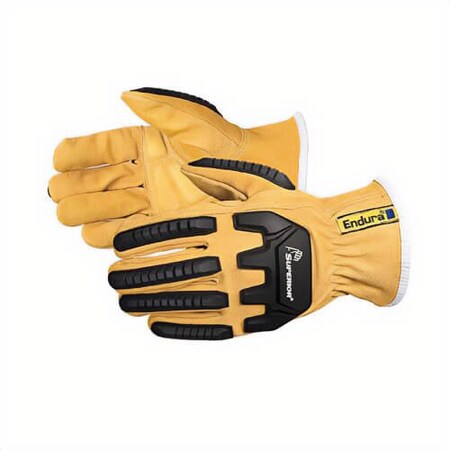 Endura Anti-Impact Driver Gloves, Extra-Large, Goatskin Leather/TPR, Elastic/Knit Wrist Cuff, Tan 378GKGVBXL
