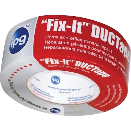 Intertape Duct Tape, 45 yd L, 1.88 in W, Poly-Coated Cloth Backing, Silver 6945