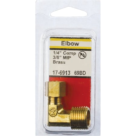 Westlake Pipe & Fittings 1/4'' Cx3/8'' MPT 90 Deg. Compression Brass Elbow, 1/4 Bend 17-6913