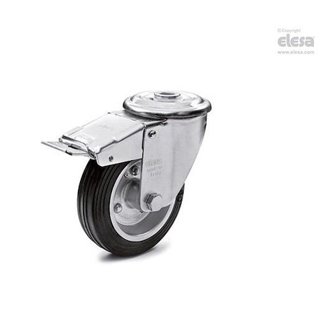 Elesa 450266 Castors steel bracket Vulcanised rubber coating plate bracket and center pass 450266