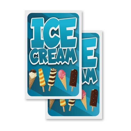 Signmission Ice Cream, Vinyl Decals Only 24 Inch x 36 Inch, Vinyl Decal, 2PK DSB-2436-2PACK-30396