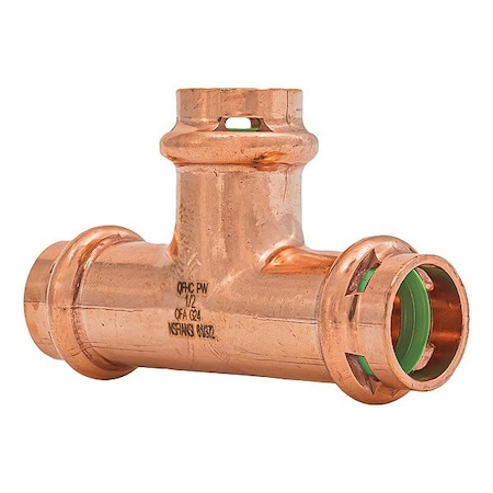 Quickfitting Surepress Tee, Copper, Press-fit 1/2", 1/2", 1/2" SPWT111R