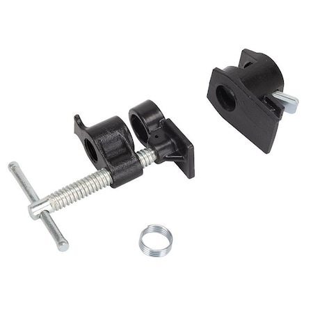 Vulcan Pipe Clamp Fixture, Screw Lever Handle, Steel, Powder Coated, Black JLO-039