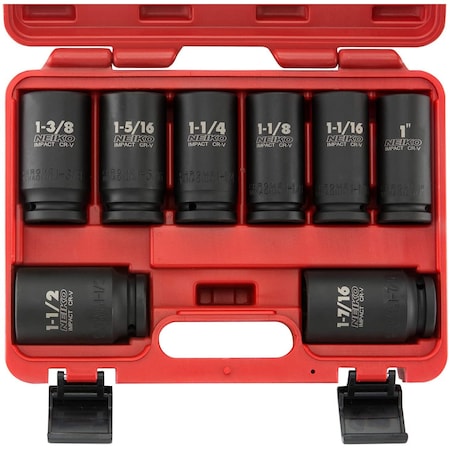 Neiko 0.75 in Dr. Impact Socket Set, SAE, Deep 02461A