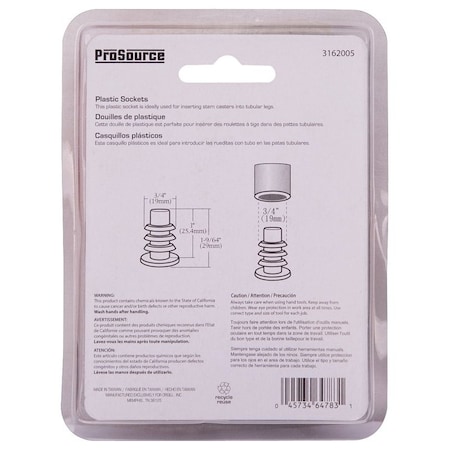 Prosource Furniture Socket, Plastic, Black FE-S805-PS