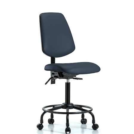 Blue Ridge Ergonomics Medium Bench Chair No Arms, 23" to 31" Height, Vinyl, Imperial Blue BR-VMBCH-MB-RT-T0-A0-RC-8582