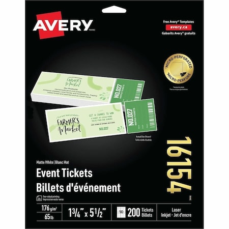 Tickets Printable WStubs 200PK