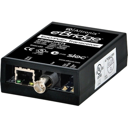 Altronix PoE Transceiver, 2-1/2" D x 2-1/2" W, Blk EBRIDGE1PCTX