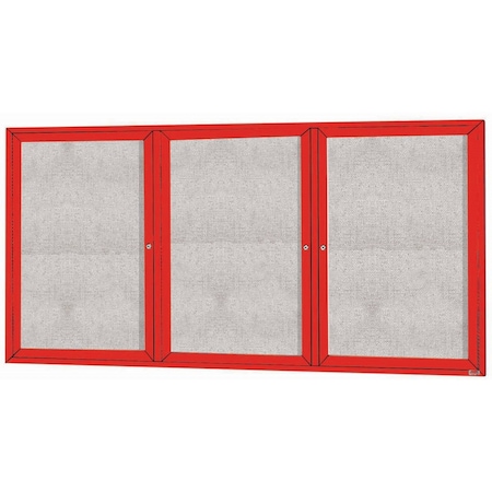 Aarco Outdoor Illuminated Enclosed Bulletin Board w/ Al Frame, Powder Coated Red, 36''Hx72''W ODCC3672-3RIR