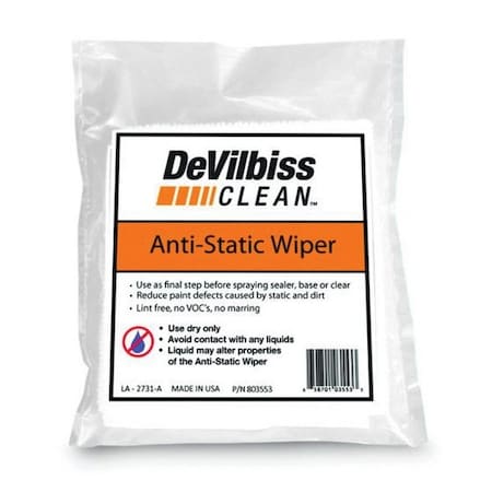 Devilbiss CLEAN Anti-Static Wiper, Fabric, White, Case Packing 803553