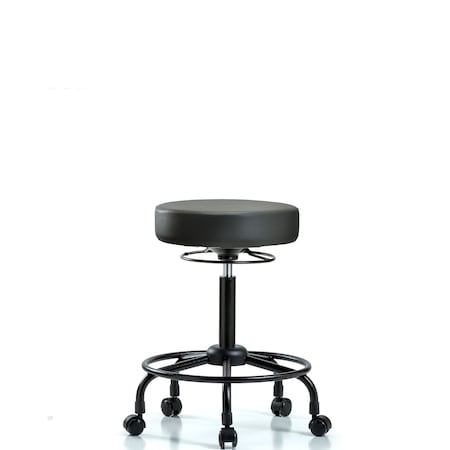 Blue Ridge Ergonomics Vinyl Stool, Med Bench, Round Tube Base, Casters, Carbon BR-VMBSO-RT-RC-8823