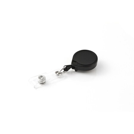 Key-Bak Round MINI-BAK, Black, Belt Clip, ID Badge Strap, 25PK 0057-006-25