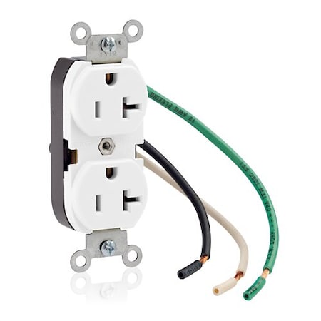 Leviton Duplex Outlet, White 20A, 125V, TR 5340-W