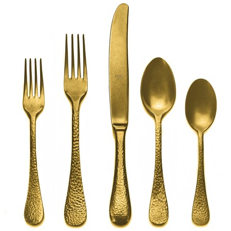 Mepra Epoque Pewter Gold Flatware  Set - 5 Pcs. 106822005PO