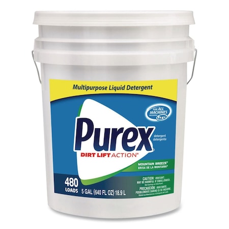 Purex Laundry Detergent, 5 gal Pail, Liquid, Mountain Breeze 06354