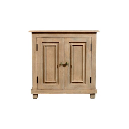 Homeroots 28" Distressed Beige Solid Wood Nightstand With Storage 555408