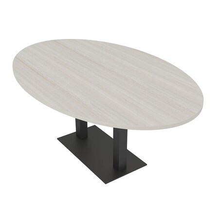Skutchi Designs Oval Conference Table With Power Unit, 48 in W, 84 in L, Ivory HAR-OVL-48X84-DOU.BK-K458-NA