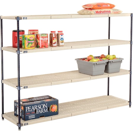 Global Industrial Nexel Nexelite 4 Shelf, Vented Plastic Mat Shelving Unit, Starter, 72"W x 18"D x 54"H 331521N