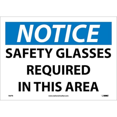 Nmc Notice Safety Glasses Required In This Area Sign N6PB