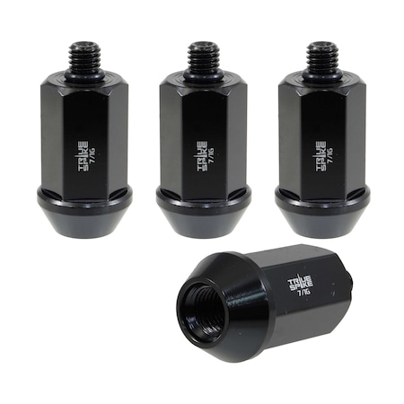 True Spike LUG NUTS 716 Inch x 20 Thread Size 60 Degree Conical Acorn 153 Inch Overall Length Black Stee LG0956BK