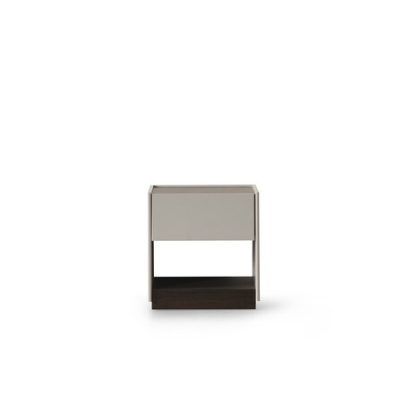 Homeroots 23" Light Gray And Walnut Wood One Drawer Nightstand 719267