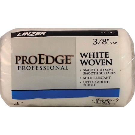 Linzer RC 101-4 Paint Roller Cover, 3/8 in Thick Nap, 4 in L, Woven Fabric Cover, White RC 101-4 12-0400