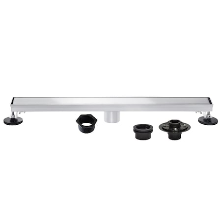 Kingston Brass 48-Inch Stainless Steel Linear Shower Drain with Reversible Tile Insert and Flat Grate BSFK4821