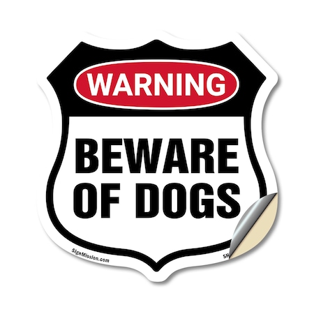 Signmission Dog Warning Shield Sign Beware Of Dogs, 18 Inch X 18 Inch, Vinyl Decal SHI-D-18-376