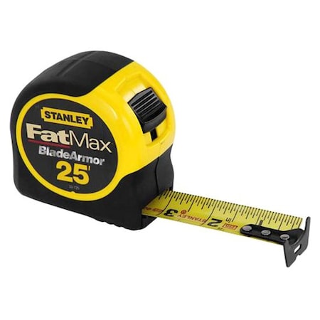 Stanley 25 ft FATMAX Classic Tape Measure, 1-1/4 in Blade, Stud Markings, ABS Plastic Case, Rubber Grip 33-725