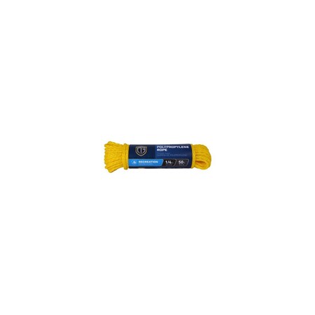 Richelieu Polypropylene Rope, Hollow Core, Yellow, 1/4-In. x 50-Ft. 643641