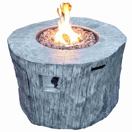 Homeroots 50000 BTU 40in Gray Aluminum Natural Gas Round Fire Pit Table With Cover 535189