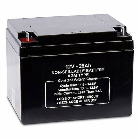 Upg Sealed Lead Acid Battery, 12VDC, 28Ah, Tab with bolt hole terminal, replaces 5EFG1 battery. 47031